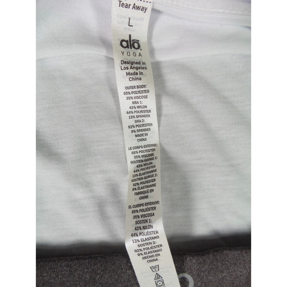 Alo Yoga Top Womens Size Large White Gray Current Tank Built-In Bra Stretch‎ NWT - Picture 12 of 12